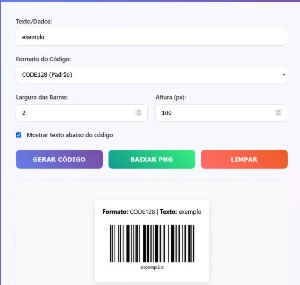 Script Gerador de Código de Barras (CODE128, EAN13, EAN8, UP - Outros