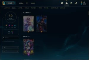Conta Riot games com 128 skins no lol - League of Legends