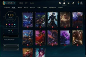 Conta Riot games com 128 skins no lol - League of Legends