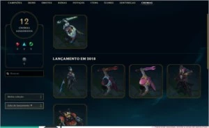 Conta Riot games com 128 skins no lol - League of Legends
