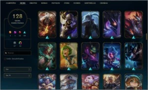 Conta Riot games com 128 skins no lol - League of Legends