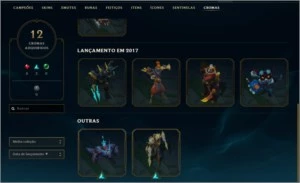 Conta Riot games com 128 skins no lol - League of Legends