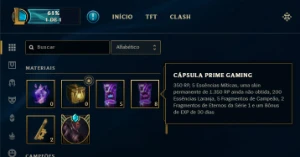 Conta LOL Unraked - 7.350 RP + 13 Capsulas Prime Gaming - League of Legends