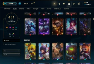 Conta Bronze 2 com TODOS os champs e 431 Skins + 7 Prestigio - League of Legends LOL