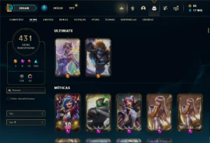 Conta Bronze 2 com TODOS os champs e 431 Skins + 7 Prestigio - League of Legends LOL