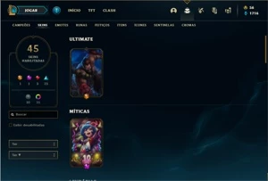 Conta ouro 3 com 55 Champs e 45 Skins - League of Legends LOL
