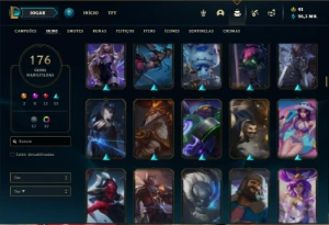 Conta Unranked com TODOS os champs e 176 Skins + 4 Prestigio - League of Legends LOL