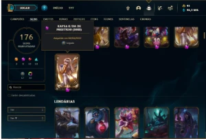 Conta Unranked com TODOS os champs e 176 Skins + 4 Prestigio - League of Legends LOL