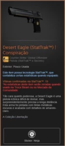 Skin CSGO Desert Eagle (StatTrak™) | Conspiração + Adesivo - Counter Strike
