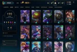 Unranked com 120 Champs e 192 Skins +2 Prestigios +2800 RP - League of Legends LOL