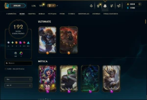 Unranked com 120 Champs e 192 Skins +2 Prestigios +2800 RP - League of Legends LOL