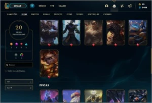 Conta platina 4 com 20 skins e 40 champs - League of Legends LOL