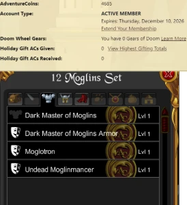 Conta nova com dark master of moglins - Adventure Quest World AQW
