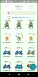 Conta level 46 quase 47 - Pokémon