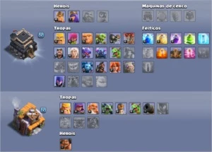 Base principal CV 9, Vila do Construtor CV 5 + 1000 gemas - Clash of Clans