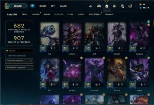 Conta prata 4 com TODOS os champs e 453 Skins + 9 prestigios - League of Legends LOL