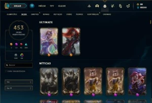 Conta prata 4 com TODOS os champs e 453 Skins + 9 prestigios - League of Legends LOL