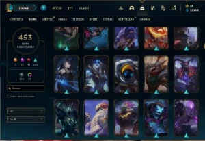 Conta prata 4 com TODOS os champs e 453 Skins + 9 prestigios - League of Legends LOL