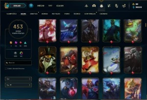 Conta prata 4 com TODOS os champs e 453 Skins + 9 prestigios - League of Legends LOL
