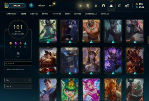 Unranked com 155 Champs e 101 Skins - League of Legends LOL