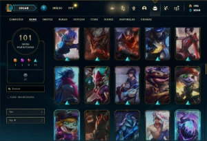 Unranked com 155 Champs e 101 Skins - League of Legends LOL