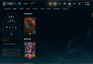 Unranked com 155 Champs e 101 Skins - League of Legends LOL