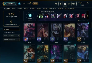 Unranked com 70 Champs e 24 Skins - League of Legends LOL