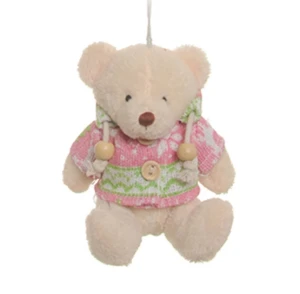 Ursinha com Blusa Rosa e Verde - 10 cm - Artesanato e Personalizados