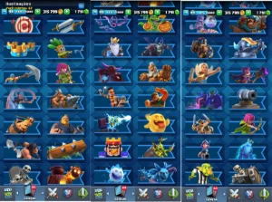 Clash Royale CV 52, 7k+ troféus, 73 ilustrações, 72 estampas