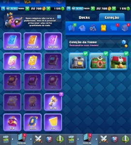 Clash Royale CV 52, 7k+ troféus, 73 ilustrações, 72 estampas