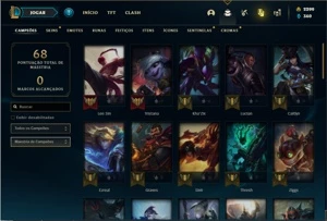 Conta Unranked (EX DIAMANTE) com 51 Champs e 11 Skins + RP - League of Legends LOL
