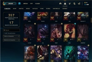 Conta bronze 1 com 110 Champs e 53 Skins - League of Legends LOL