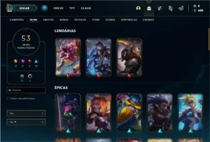 Conta bronze 1 com 110 Champs e 53 Skins - League of Legends LOL