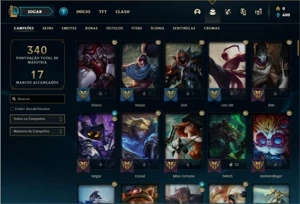 Conta bronze 1 com 110 Champs e 53 Skins - League of Legends LOL