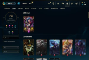Conta Ferro 1 com 135 Champs e 74 Skins + 825 RP - League of Legends LOL