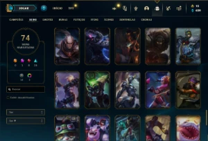 Conta Ferro 1 com 135 Champs e 74 Skins + 825 RP - League of Legends LOL