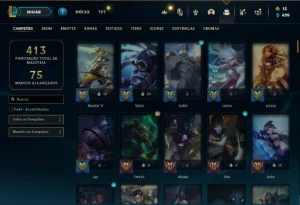 Conta Ferro 1 com 135 Champs e 74 Skins + 825 RP - League of Legends LOL