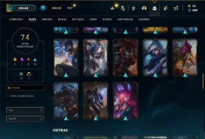 Conta Ferro 1 com 135 Champs e 74 Skins + 825 RP - League of Legends LOL