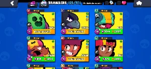 Conta Brawl Stars - 65/91 Brawlers