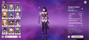Conta Genshin Impact, Raiden, Kazuha, Mona, Qiqi