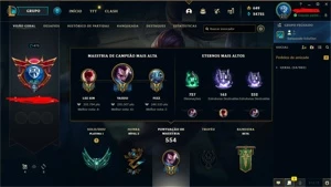 CONTA PLATINA 1 COM 123 SKINS - League of Legends LOL