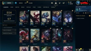 CONTA PLATINA 1 COM 123 SKINS - League of Legends LOL