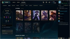 Conta borda gold 97 champ + 111skins+100icones+ 5 skins gold - League of Legends LOL