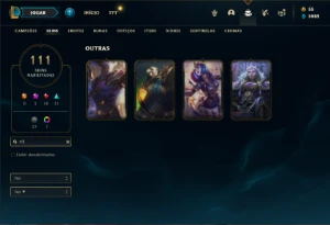 Conta Platina 4 com TODOS os champs e 111 Skins + 4 Vitorios - League of Legends LOL