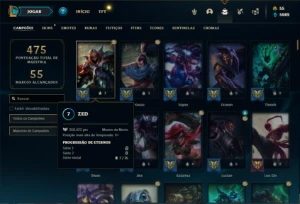Conta Platina 4 com TODOS os champs e 111 Skins + 4 Vitorios - League of Legends LOL