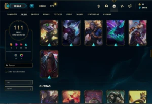 Conta Platina 4 com TODOS os champs e 111 Skins + 4 Vitorios - League of Legends LOL