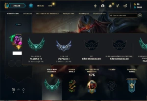 Conta Platina 4 com TODOS os champs e 111 Skins + 4 Vitorios - League of Legends LOL