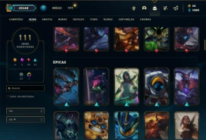 Conta Platina 4 com TODOS os champs e 111 Skins + 4 Vitorios - League of Legends LOL