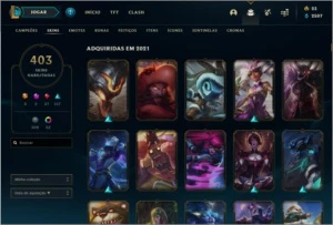 Conta 402 skins, Platina IV soloq Diamante IV flex fullchamp - League of Legends LOL