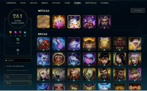 Conta LOL, GOLD I, Full champ + de 180 skins, level 352, IMP - League of Legends